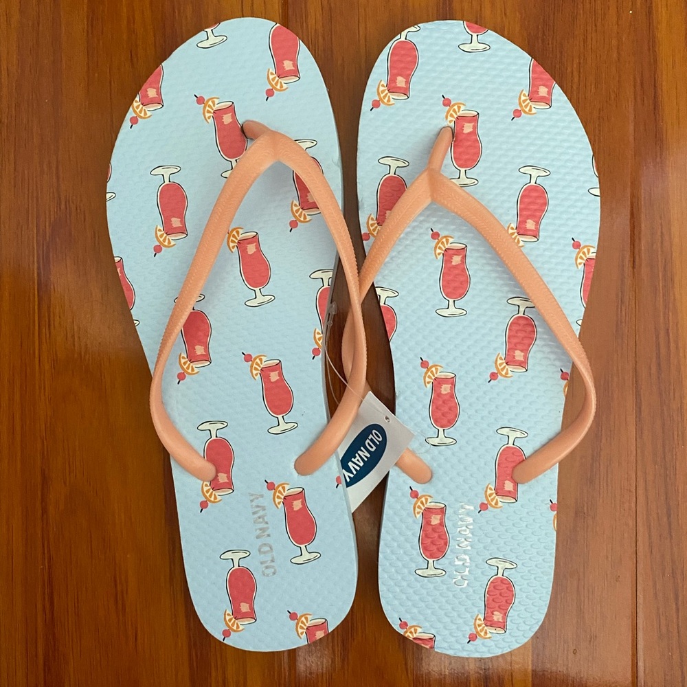 🌿 Blue Cocktail Flip Flops